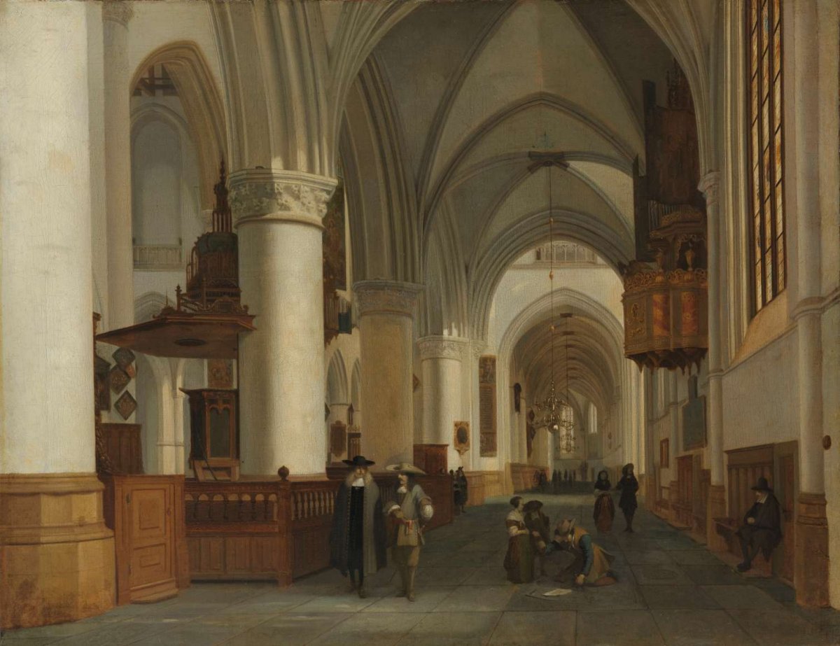 Interior of the Church of St Bavo in Haarlem, Job Adriaensz Berckheyde, 1674