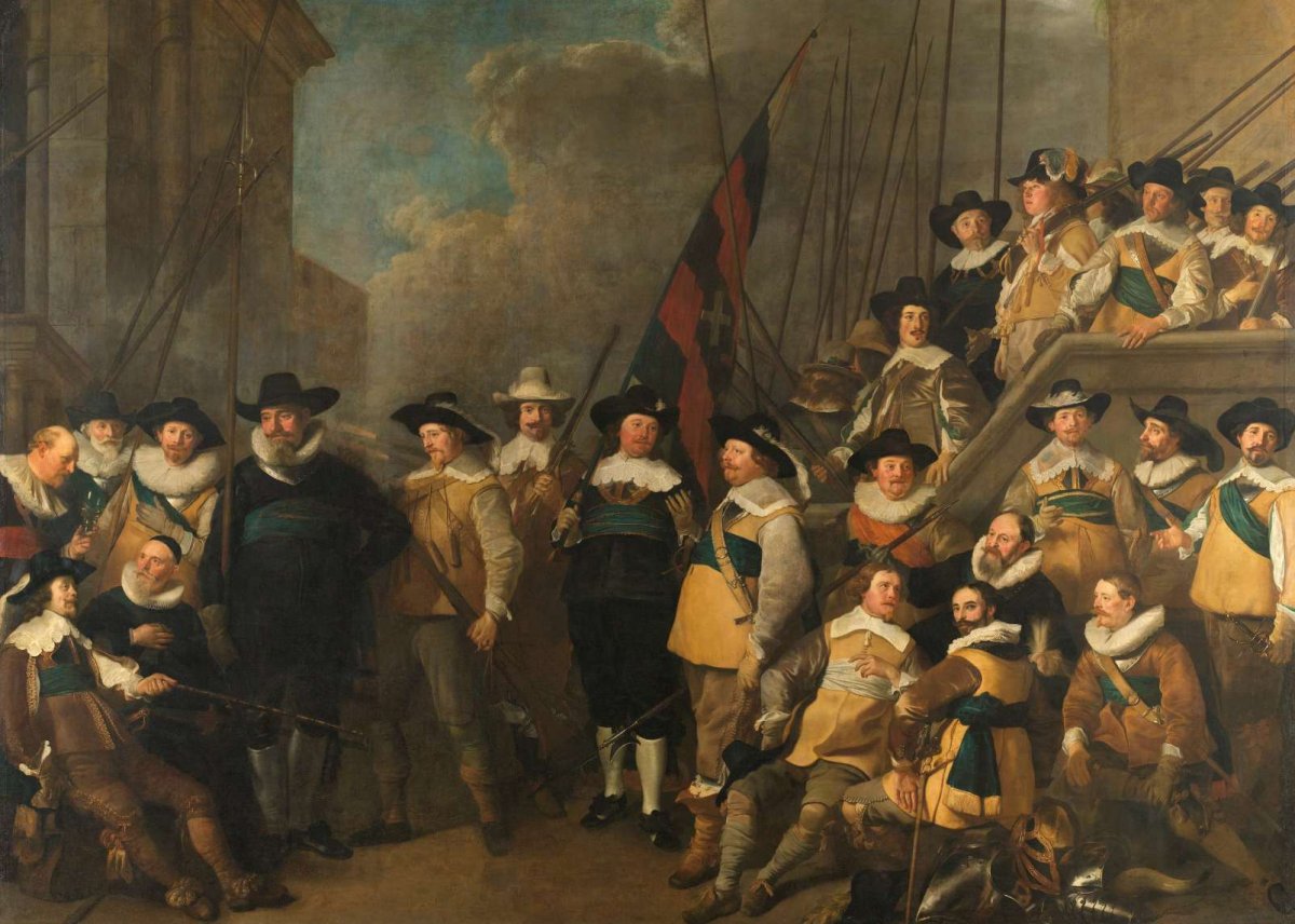 Officers and other Civic Guardsmen of the V District in Amsterdam under the command of Captain Cornelis de Graeff and Lieutenant Hendrick Lauwrensz, Jacob Adriaensz Backer, 1642