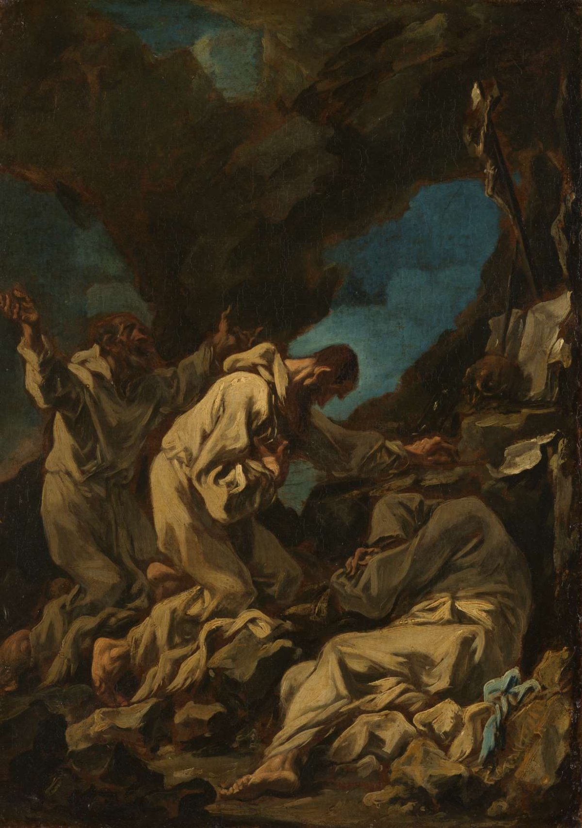 Three Camaldolese Monks in Ecstatic Prayer, Alessandro Magnasco, 1710 - 1740