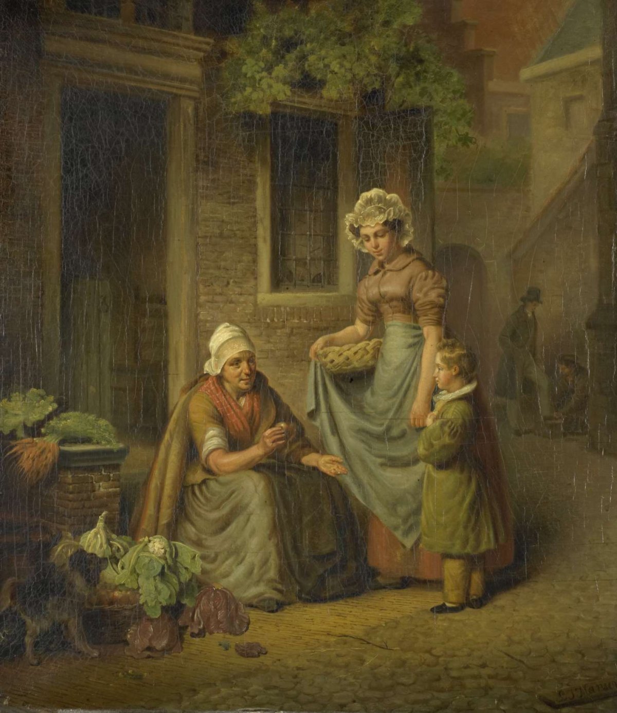 Woman Selling Vegetables, Lambertus Johannes Hansen, 1825 - 1845