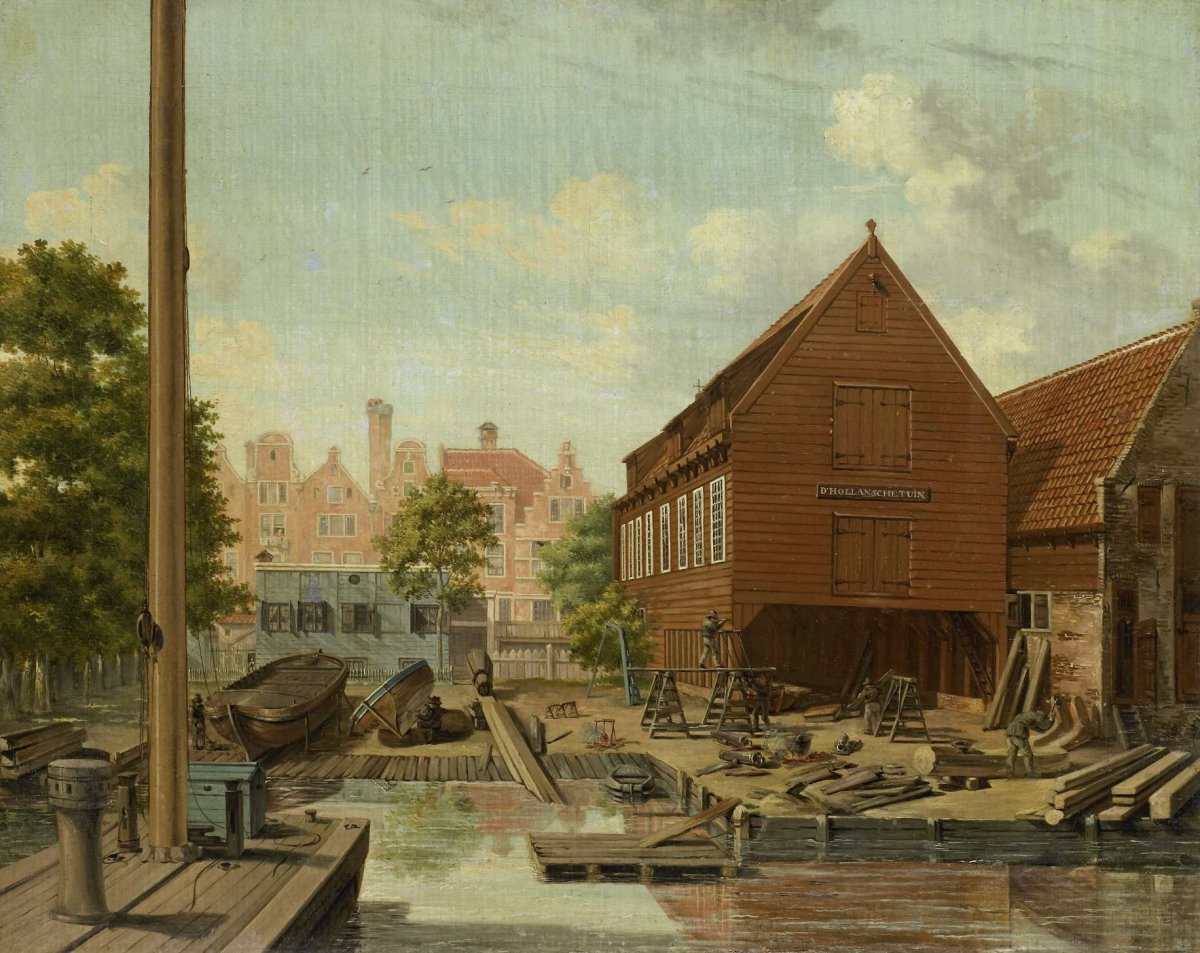 The Shipyard 'D'Hollandsche Tuin' on Bickers Eiland, Amsterdam, Pieter Godfried Bertichen, 1823