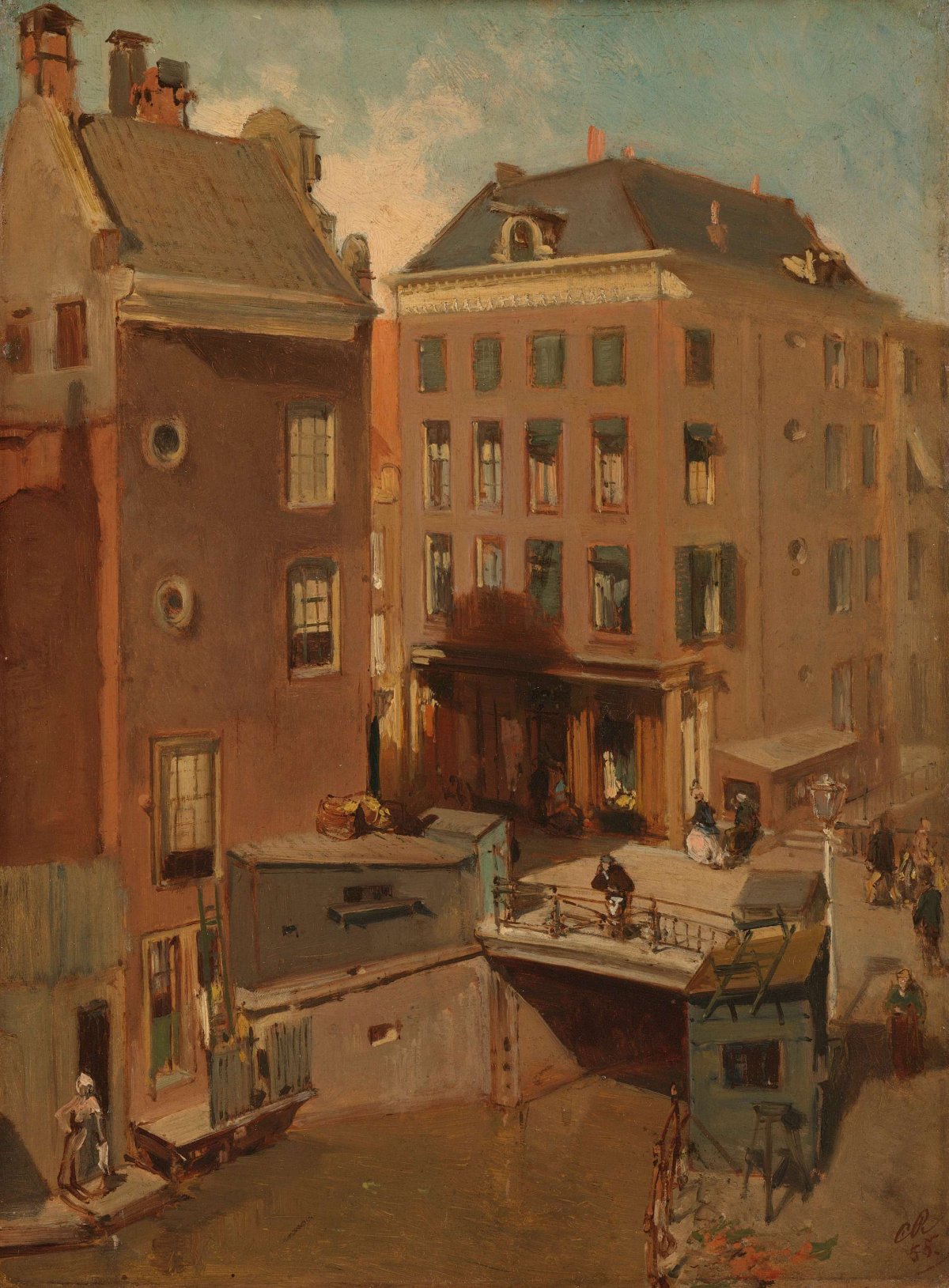 The Osjessluis near Kalverstraat in Amsterdam, Charles Rochussen, 1855