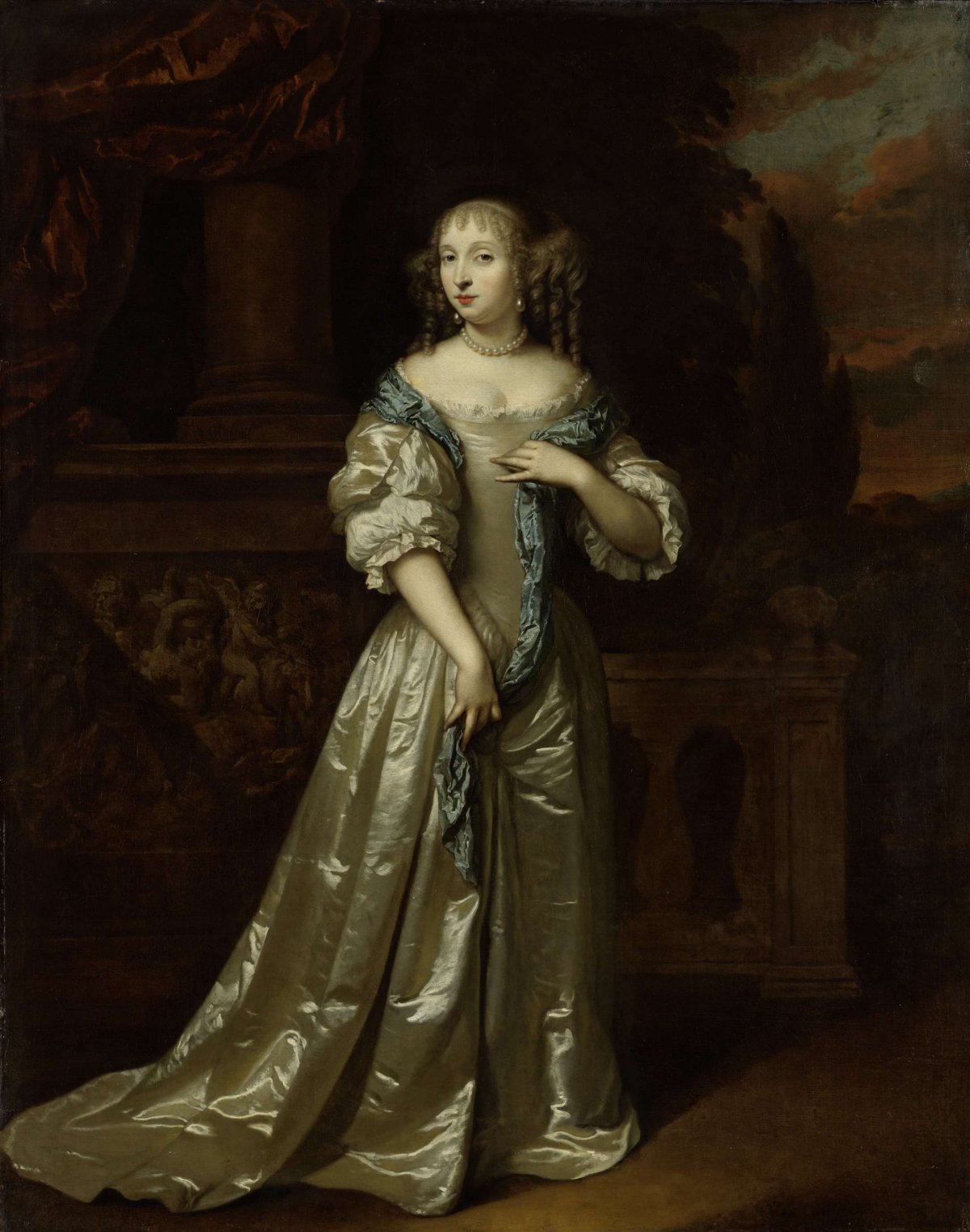 Portrait of Philippina Staunton, Wife of Roelof van Arkel (1632-1709), lord of Broeckhuijsen, Caspar Netscher, 1668