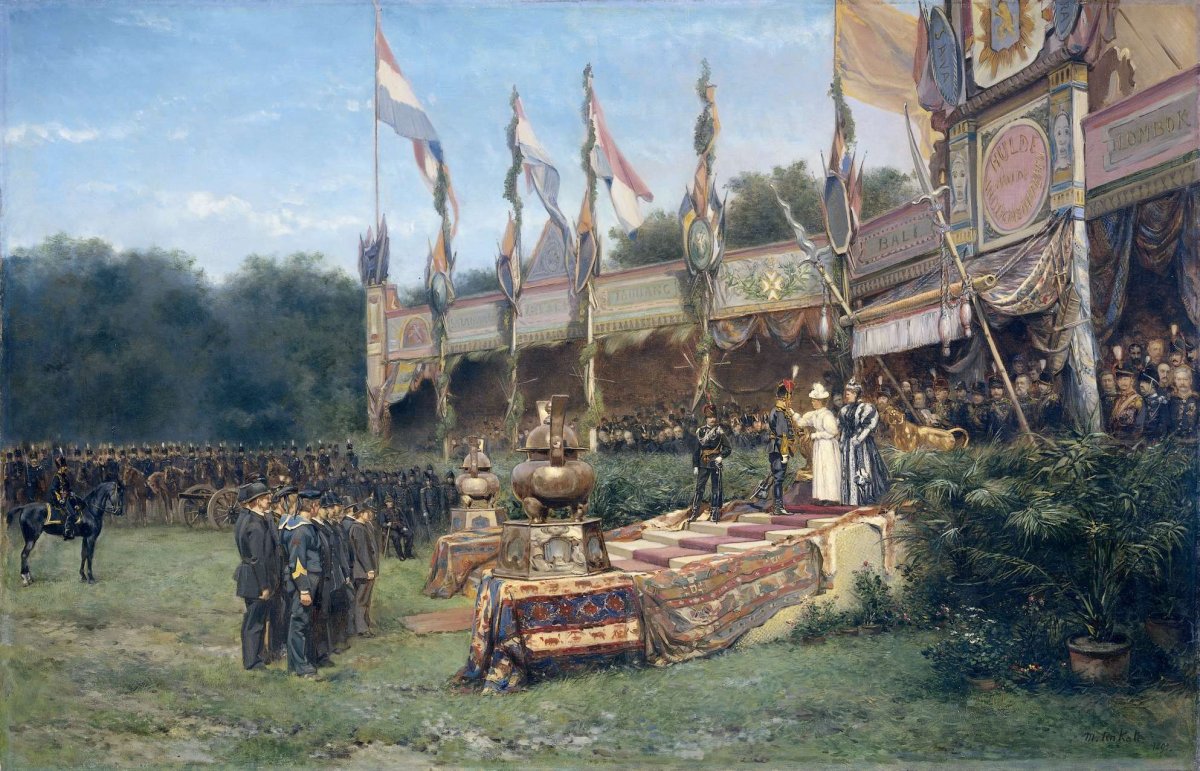 Presentation of the Lombok Cross by Queen Wilhelmina on the Malieveld, Mari ten Kate, 1895