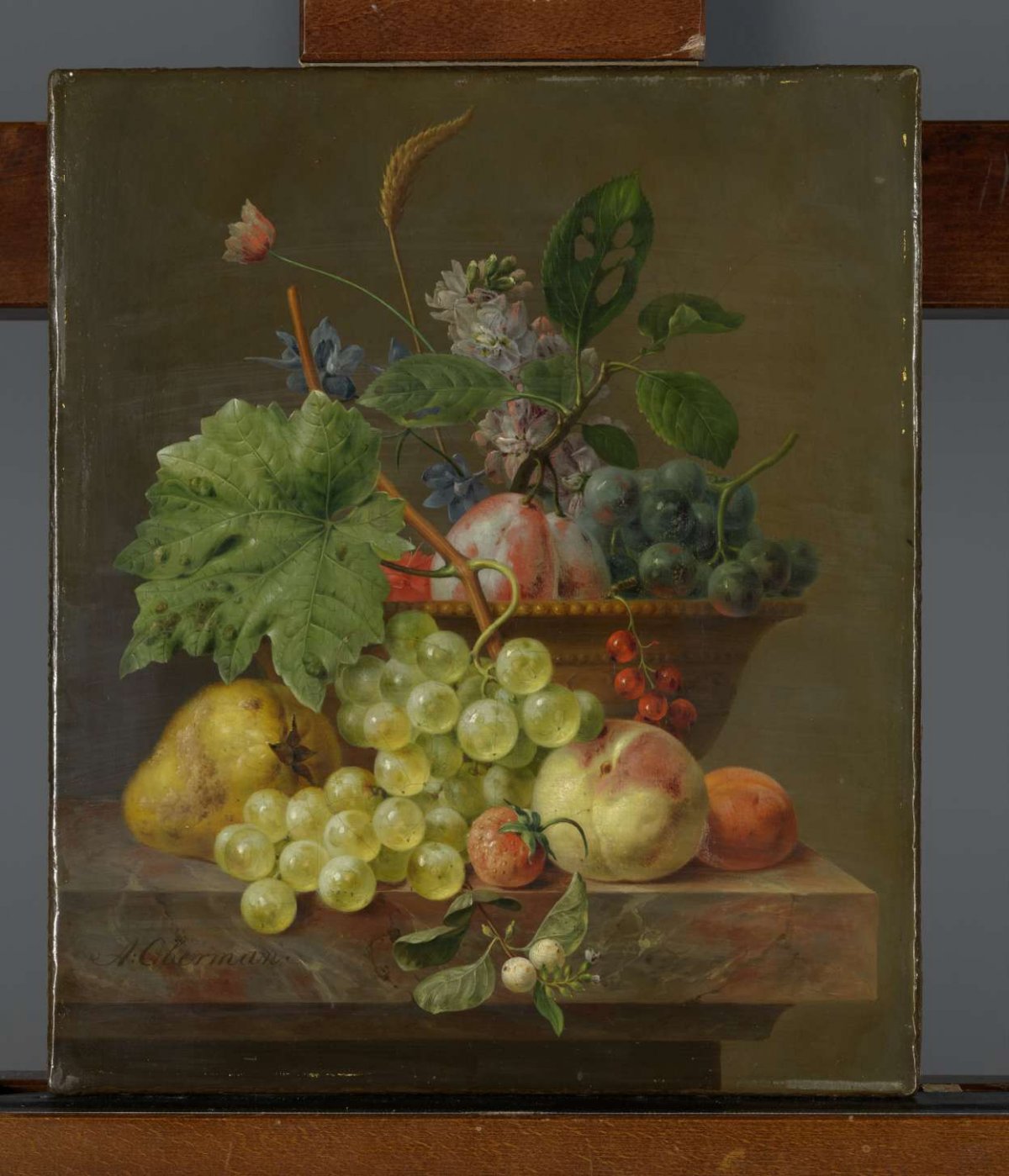 Still Life with Fruit in a Terracotta Dish, Anthony Oberman, c. 1830