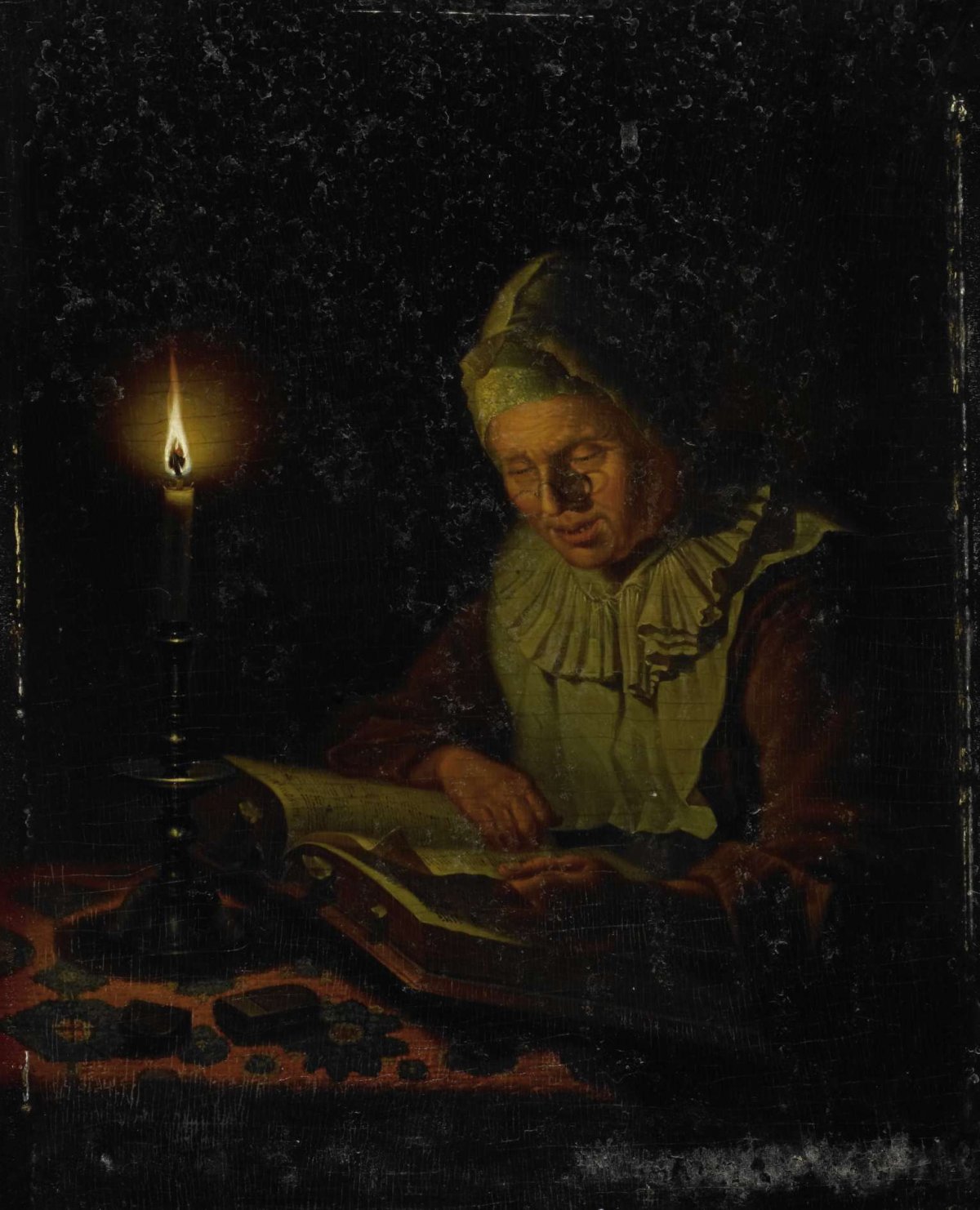 Old Woman Reading, Adriaan Meulemans, 1800 - 1833