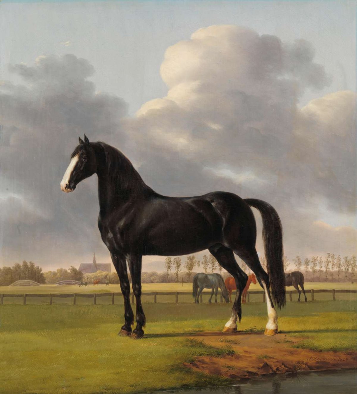 Adriaan van der Hoop’s Trotter ‘De Vlugge’ (The Fast One) in a Meadow, Anthony Oberman, 1828