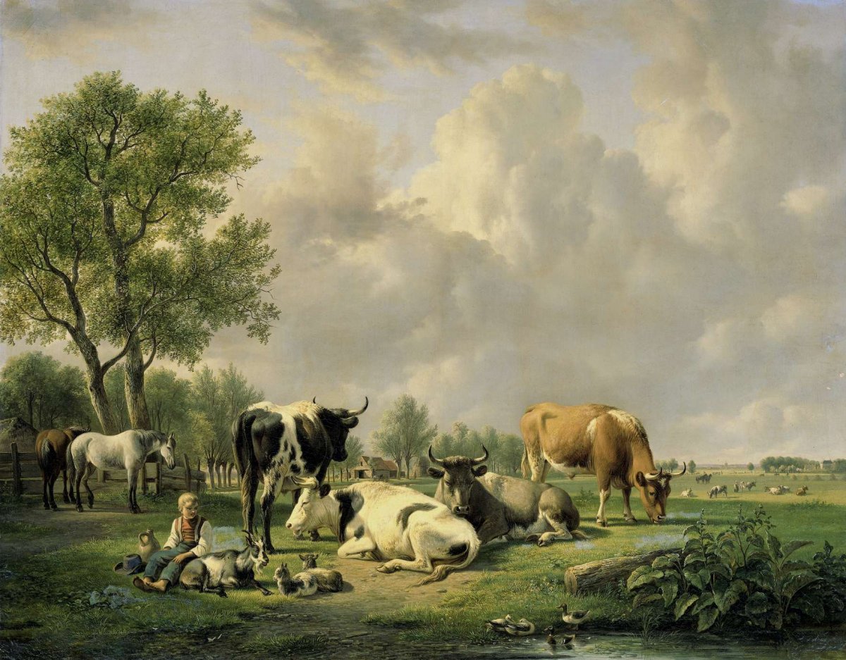 Meadow with Animals, Jan van Ravenswaay, 1820 - 1837