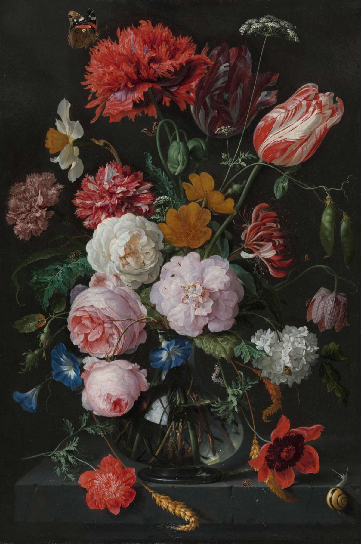 Still Life with Flowers in a Glass Vase, Jan Davidsz. de Heem, 1650 - 1683