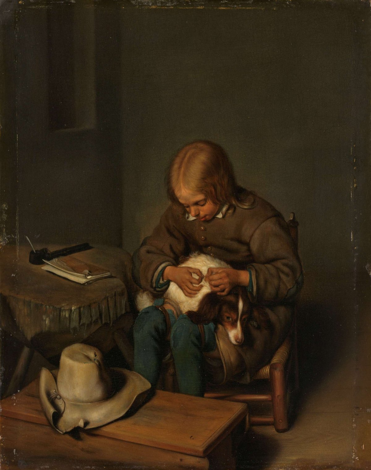 Boy Fleaing a Dog, Gerard ter Borch (II), after 1728