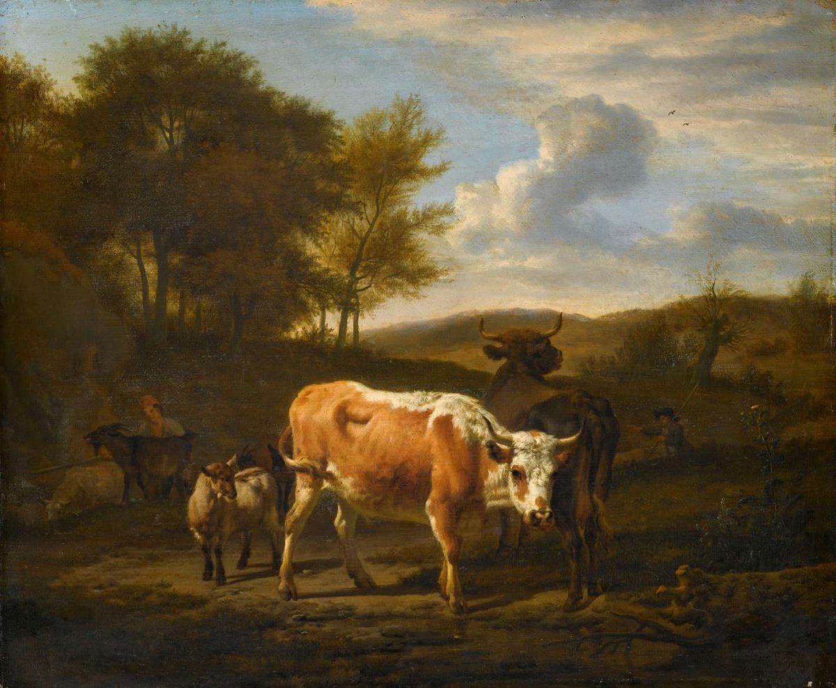 Mountainous Landscape with Cows, Adriaen van de Velde, 1663