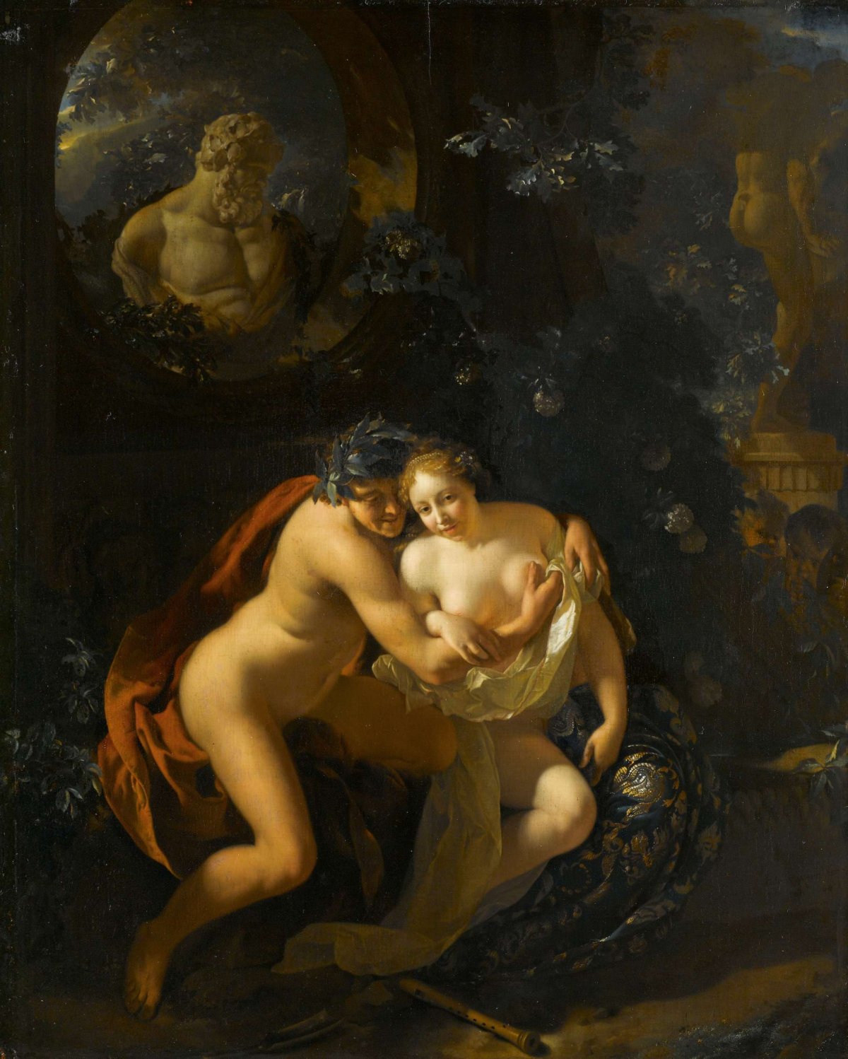 A Couple Making Love in a Park Spied on by Children, Adriaen van der Werff, 1694