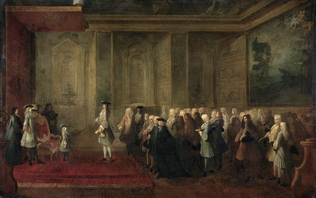 The Reception of Cornelis Hop (1685-1762) as Legate of the States-General at the Court of Louis XV, 24 July 1719, Louis-Michel Dumesnil, 1720 - 1729