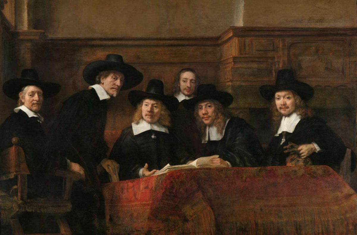 The Sampling Officials of the Amsterdam Drapers’ Guild, Known as ‘The Syndics’, Rembrandt van Rijn, 1662
